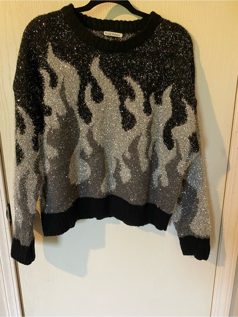 Black & Silver Flame Knit Sweater - [Brand: Blank]